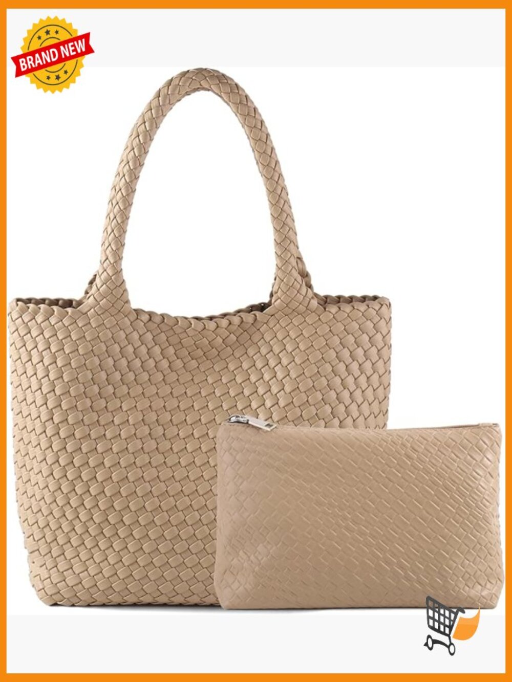 Hand Woven Vegan Leather Tote Bag Large Capacity Hobo Shoulder Bag Travel Beach